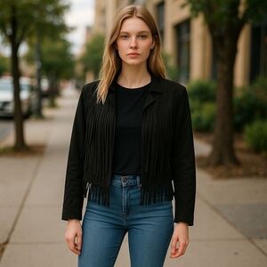 Forever 21 Black Fringe Blazer